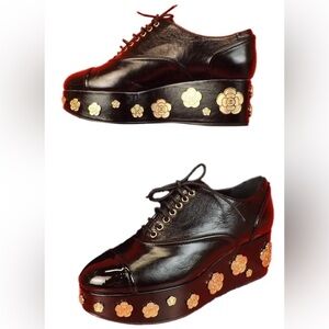 Chanel Camellia Oxford in Black - New Without Box - Size 41